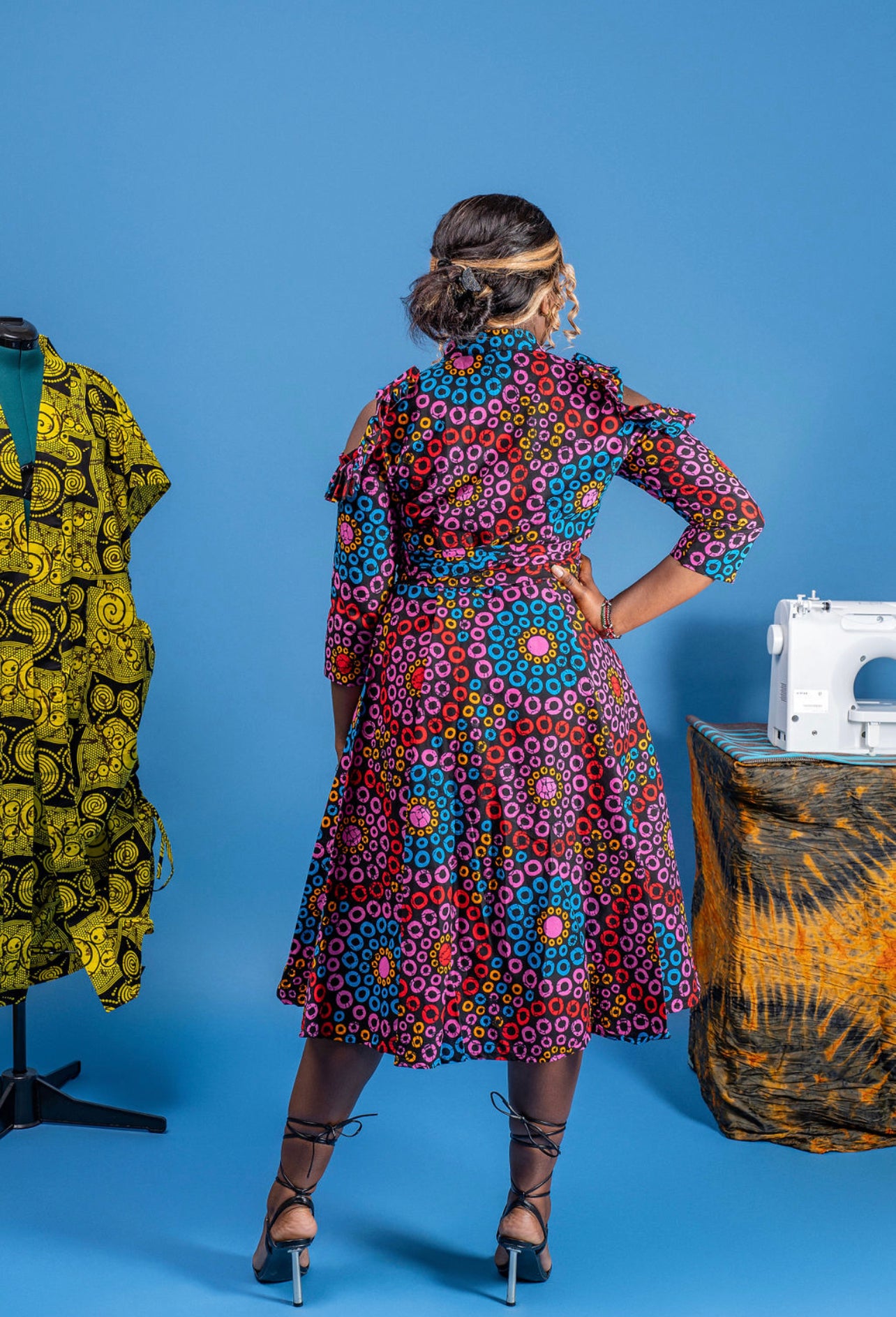 Timi Print Cold shoulder dress