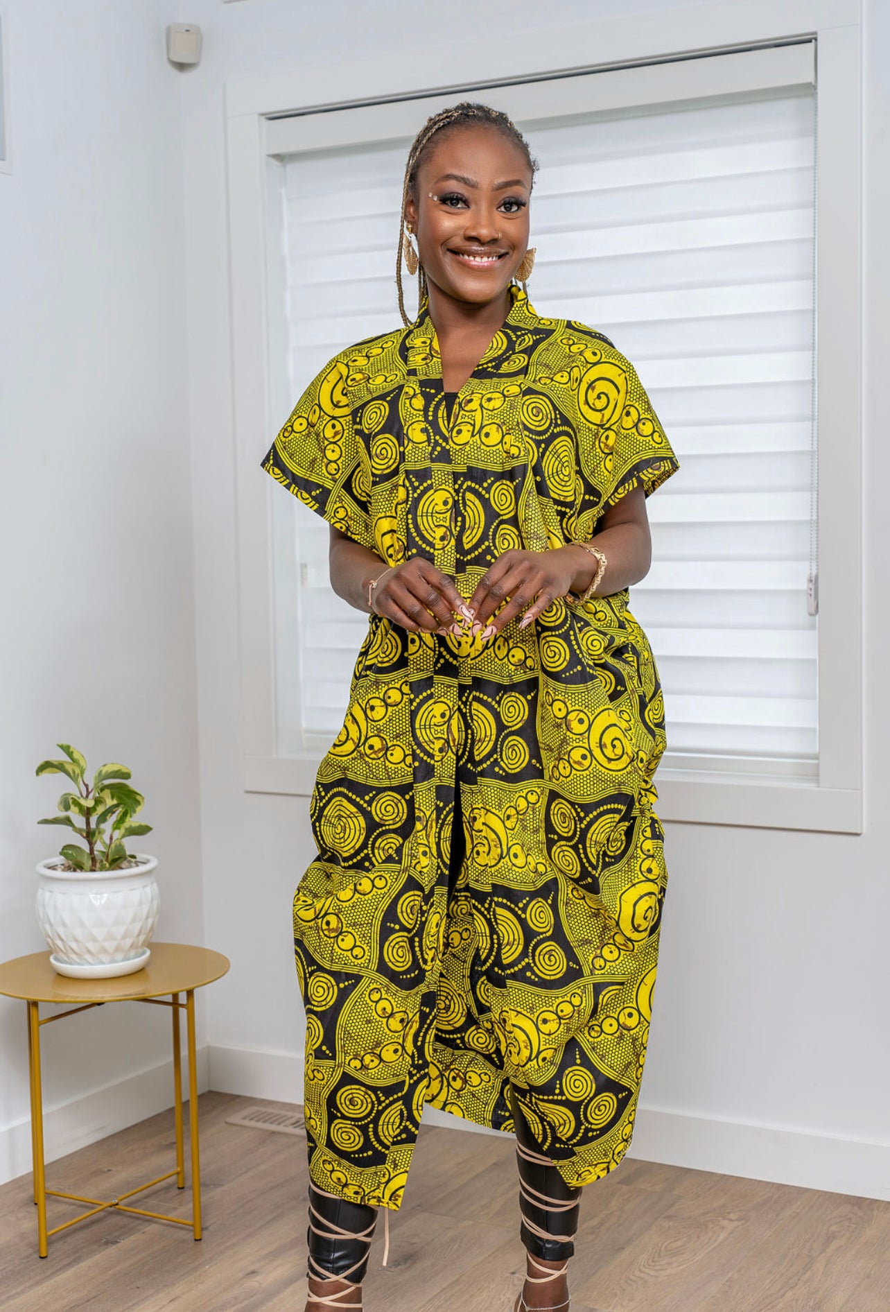 Ire Print Drawstring Kimono