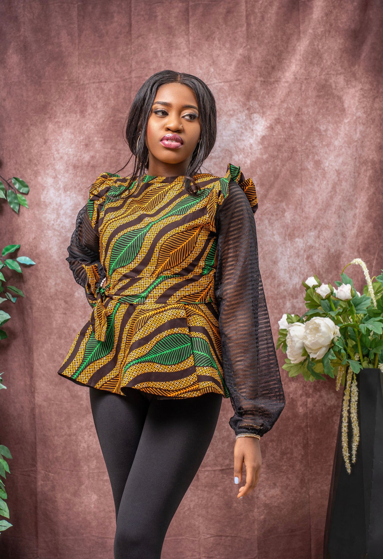 Eno Print Peplum Top