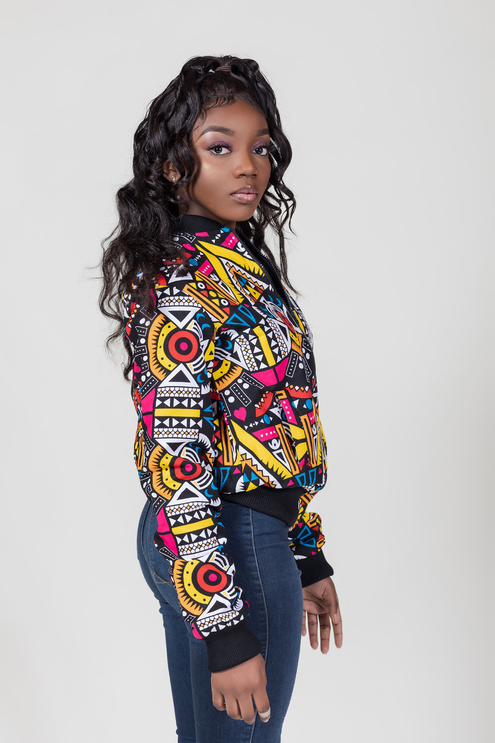 Jada Print Ankara Bomber Jacket