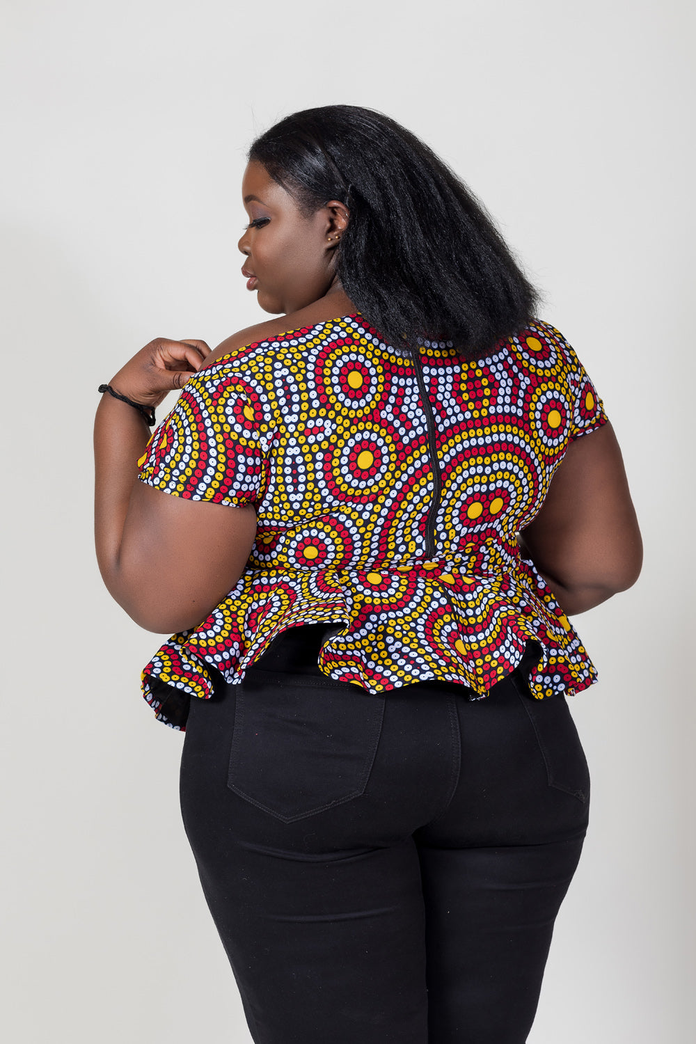 Moyo Print One-Shoulder Peplum Top