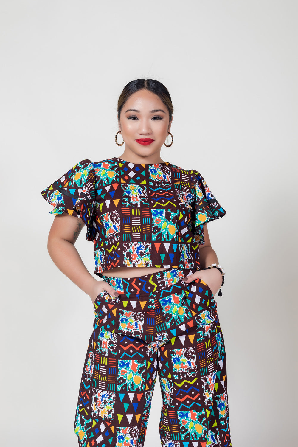 Nike Print Crop Top and Palazzo Pant Set