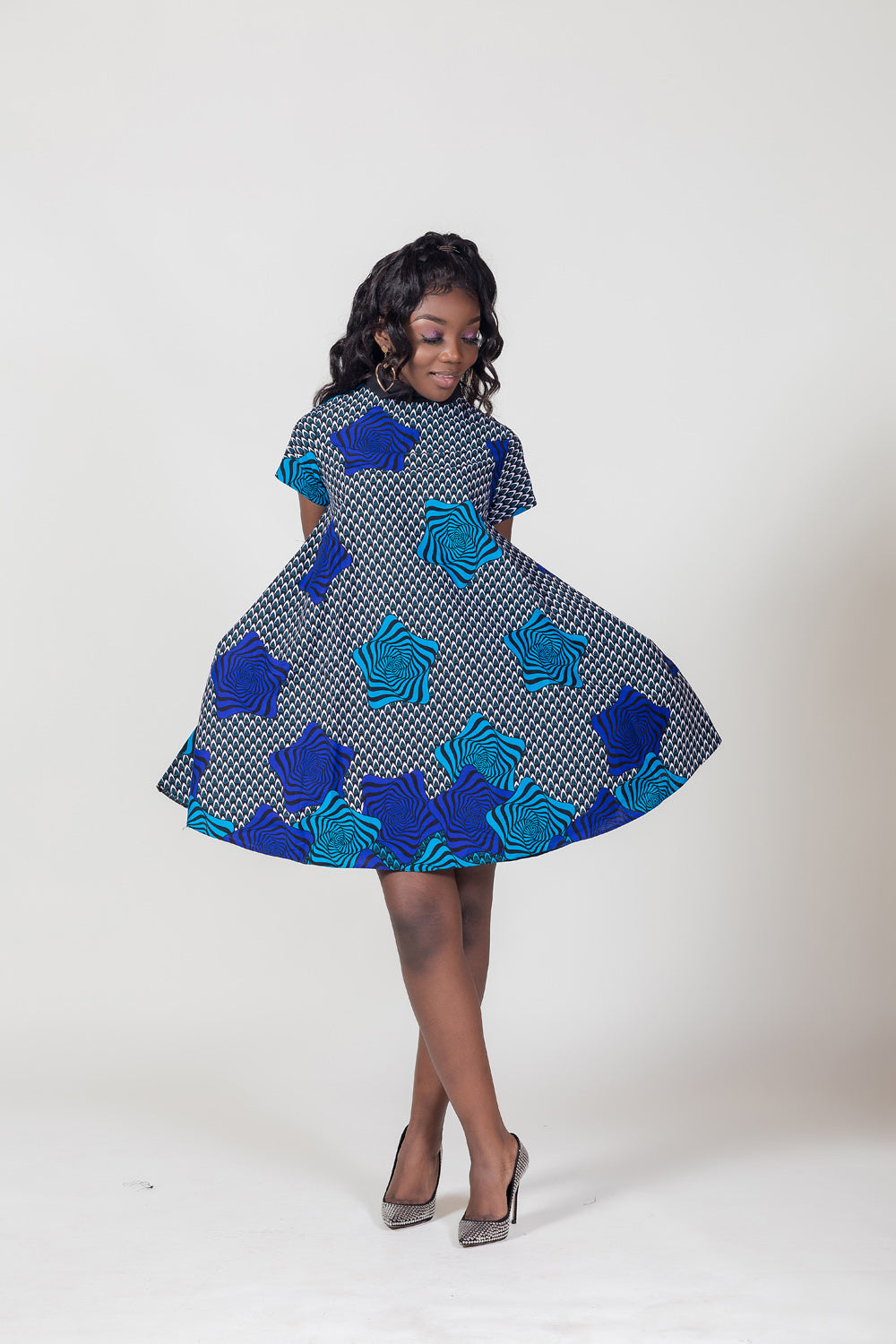 Tara Print Collar Circle Dress Fade Signatures Tara Print Collar Circle Dress Fade Signatures