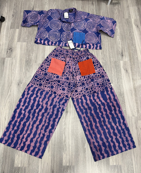 Purple Adire pants Set