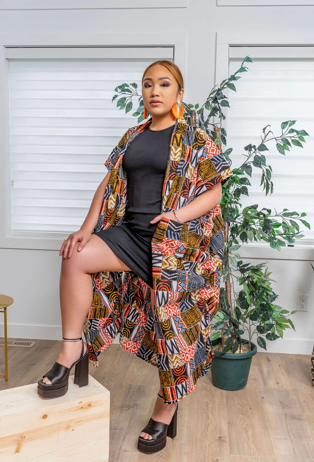 Somie Print Drawstring Kimono