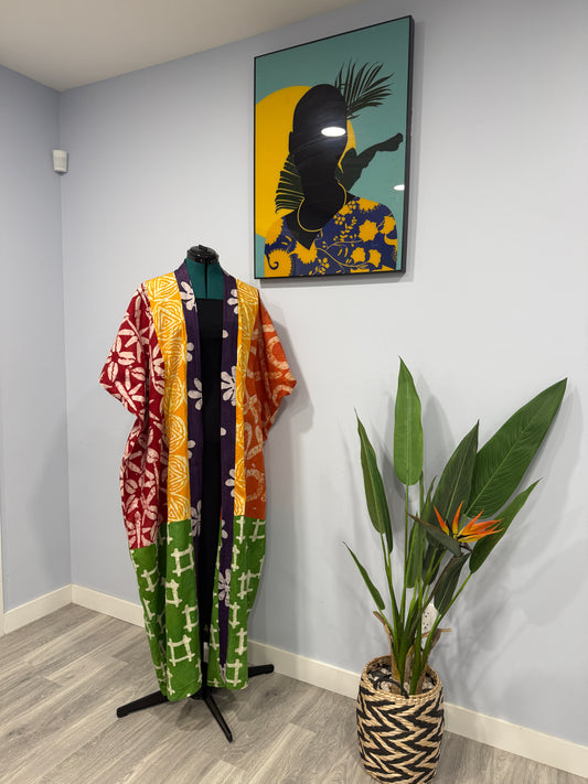 Adire Maxi Kimono