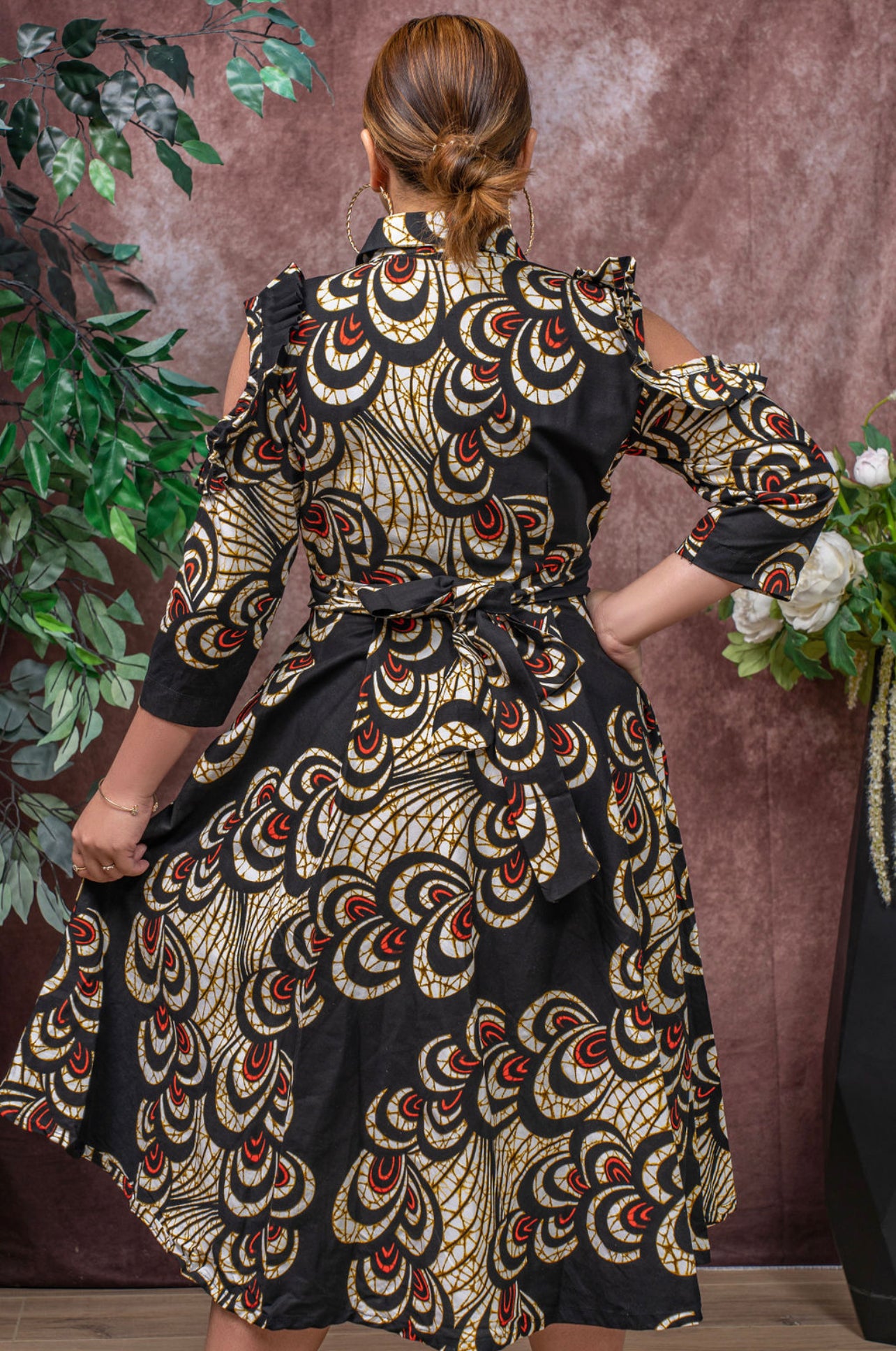 Ovi Print Cold shoulder dress