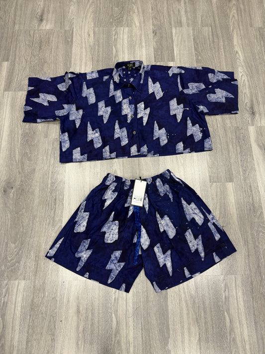 Blue and White Adire Short Set