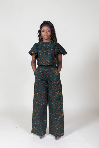 Dora Print Crop Top and Palazzo Pant Set