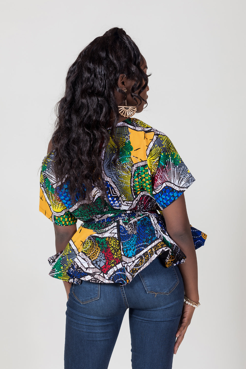 Funmi Print One-Shoulder Peplum Top