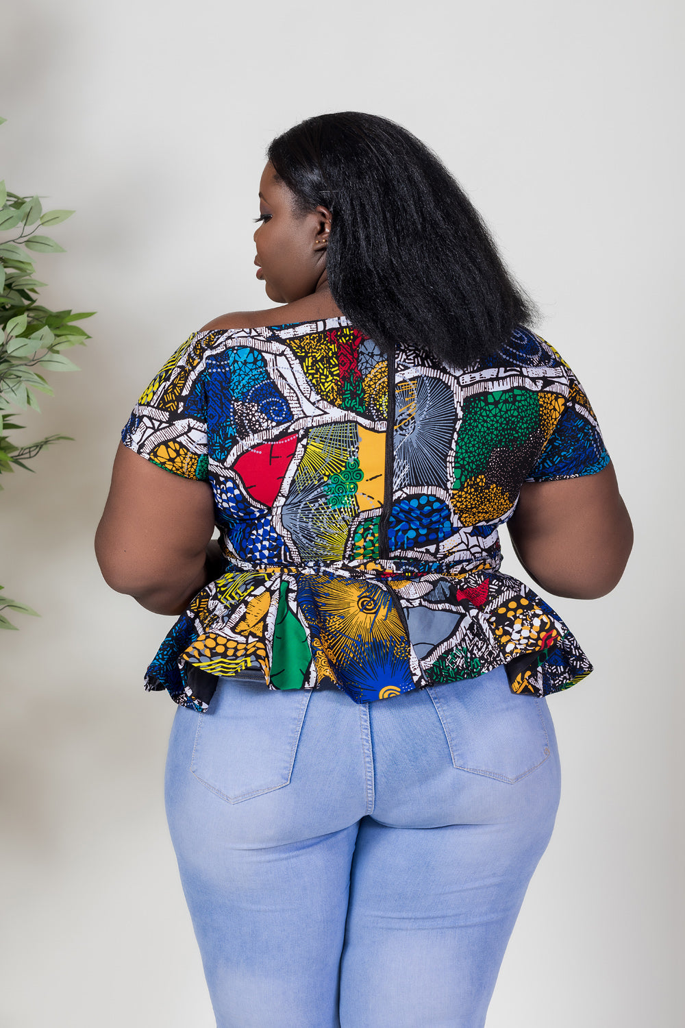 Funmi Print One-Shoulder Peplum Top