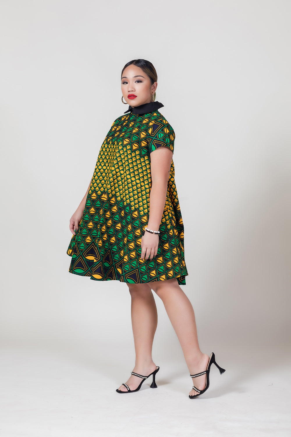 Mona Print Collar Circle Dress