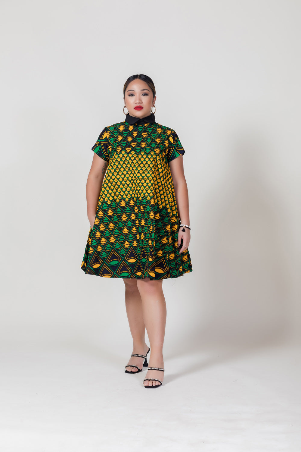 Mona Print Collar Circle Dress  Fade Signatures