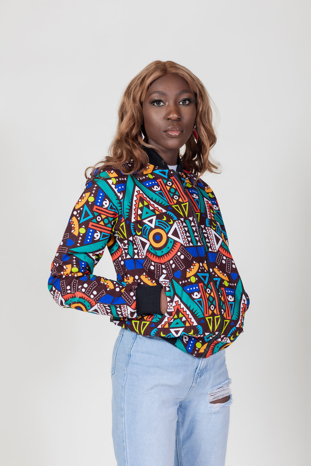 Sayo Print Ankara Bomber Jacket